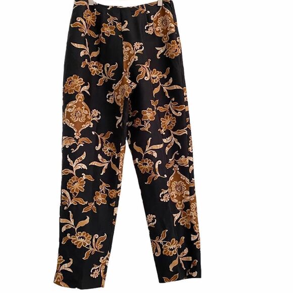 Vintage Silk Pants Black with Gold Medallions in a Damask Style by TESS - Picture 1 of 7